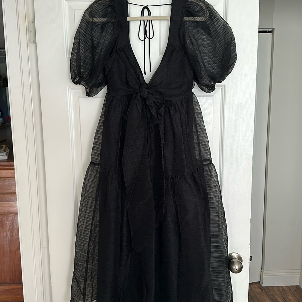 Free People Black Puff Sleeve Dress SZ 4